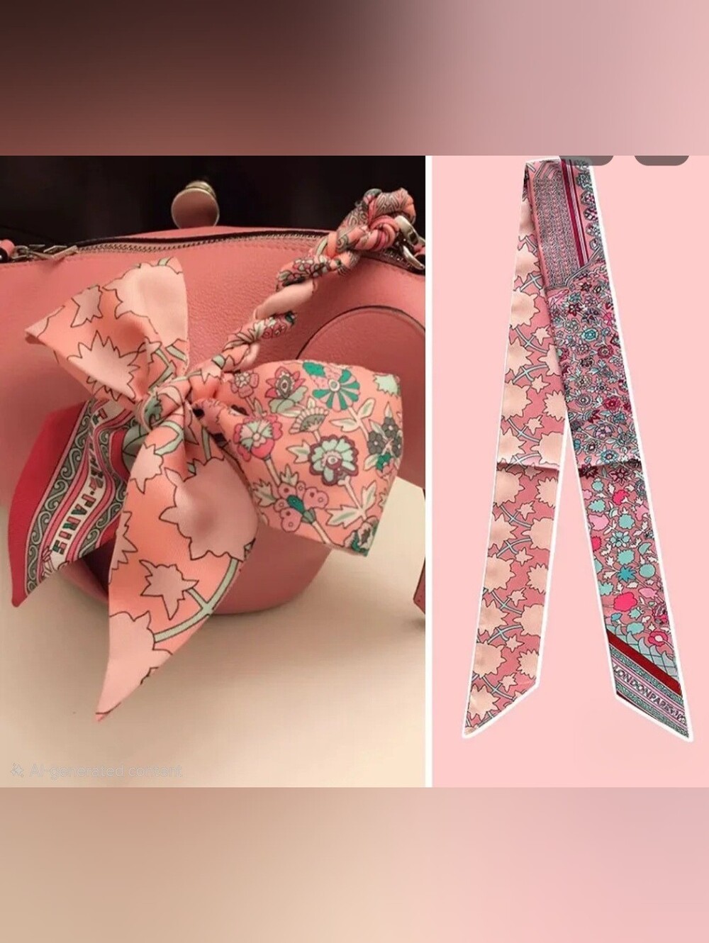 Stylish Pink Floral Scarf Handle Bag